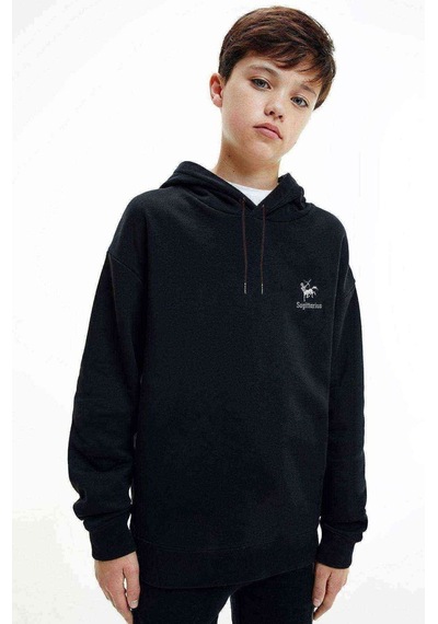 Tshirthane Yay Burcu Baskılı Unisex Çocuk Kapüşonlu Siyah Sweatshirt Siyah