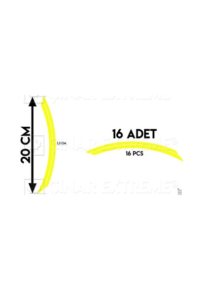 Double Stripe Floresan Sarı Jant Şeridi Çınar Extreme