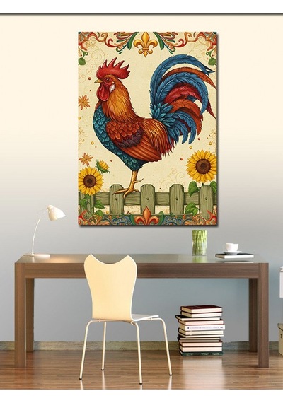 Kanvas Tablo Renkli Horoz İllüstrasyonu 70cmx100cm