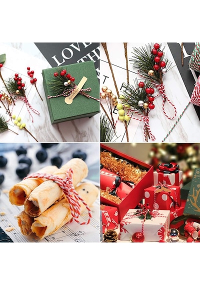 Hediye Paketleme İpi, Kırmızı Beyaz Ambalaj, Marteniçka Ipi, 10 M Twine Baker