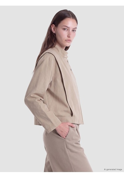 Lcw Modest Haki Dik Yaka Oversize Kadın Yağmurluk