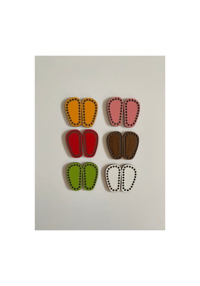 Amigurumi Bebek Ayakkabı Tabanı 6 Çift Beyaz, Ceviz, Kırmızı, Pembe, Turuncu, Yeşil