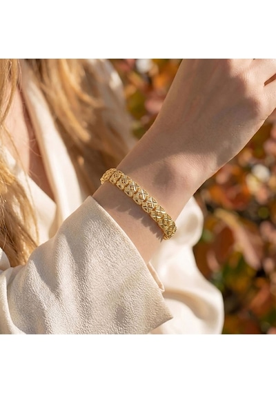 Premium Şık Ve Parlak Infinity 24k Gold Kaplama 8 Mm Kadın Bijuteri Bileklik 3183kbv5d8 - 18cm Altın