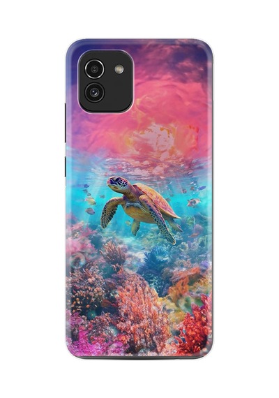 Samsung Samsung Galaxy Uyumlu A03 Kılıf Boutique Baskılı Resimli Kaplumbağa Pcode -065