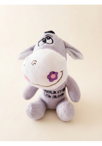 Peluş Eşek-eşeklik Ettim Özür Dilerim-25 Cm Gri