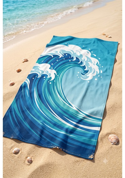 75x150 Cm Plaj Havlusu Deniz Koleksiyonu Premium Özel Tasarım Hızlı Kuruyan Mikrofiber Havlu Beyaz