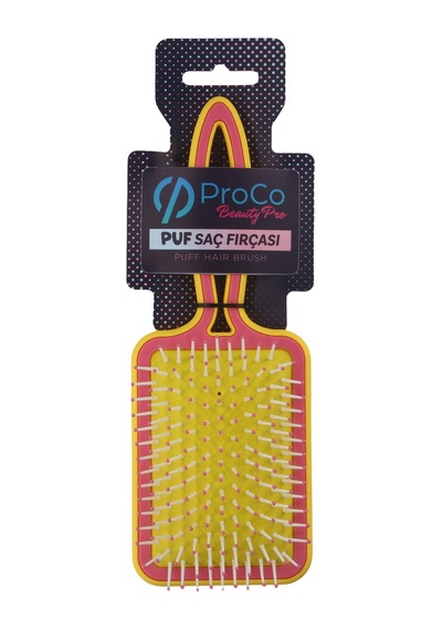 Beauty Pro Puf Açma Tarama Saç Fırçası - Geniş Yüzey Soft Touch Hava Yastıklı Puf Saç Fırçası Sarı