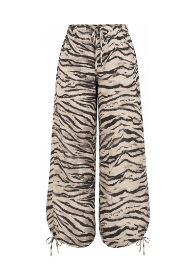 Laluvia Zebra Desen Paçası Bağlama Detaylı Pantolon - 0290 Bej