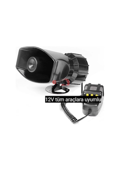 Miktofonlu Siren Yüksek Sesli Polis Sireni Megafon 12V