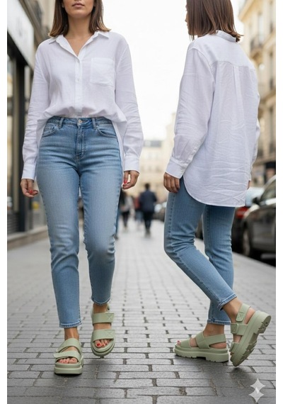 Kadın Yeşil Cırt Cırtlı Kalın Tabanlı Casual Sandalet Günlük Konforlu Yazlık Ayakkabı Yeşil Kadın Yeşil Cırt Cırtlı Kalın Tabanlı Casual Sandalet Günlük Konforlu Yazlık Ayakkabı Yeşil