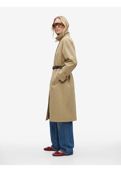 Koton Uzun Kollu Cepli Gabardin Oversize Kemerli Trençkot Haki 6sak00018ew Haki