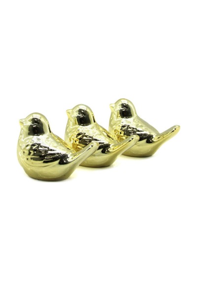 4 Adet Seramik Kuş Biblo Mega Boy Dekoratif Obje Ve Süs Eşyası, Parlak Gold Kaplama, Ev Ofis Dekoru, Ceramic Bird Statue