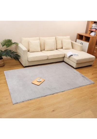 Yumuşak Puffy Peluş Halı Beyaz gri