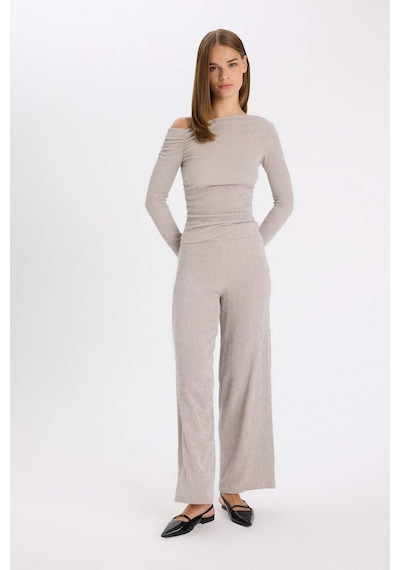 Defacto Wide Leg Bürümcük Pantolon D5141AX24AUGR302 Gri