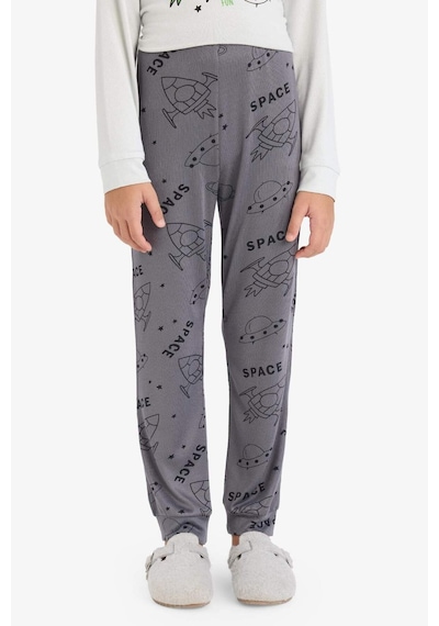 Defacto Erkek Çocuk Termal Pijama Takımı Baskılı Uzun Kollu Üst Uzun Alt F3349a825wngr503 Gri-gr503