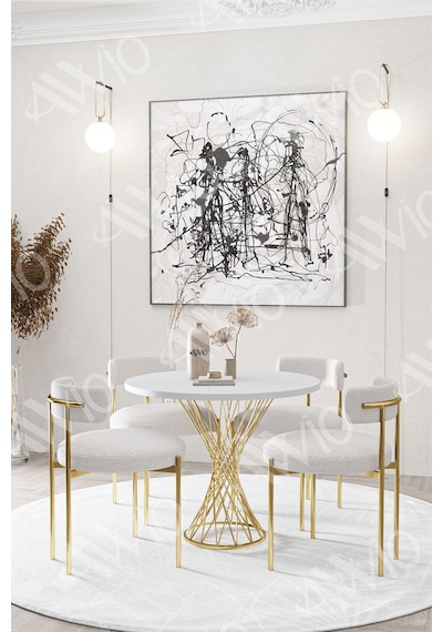 Avvio Lisa Mat Gold Teddy Sandalye 90x90 Yuvarlak Yemek Masası Mutfak Masası Masa Sandalye Takımı Beyaz Avvio Lisa Mat Gold Teddy Sandalye 90x90 Yuvarlak Yemek Masası Mutfak Masası Masa Sandalye Takımı Beyaz