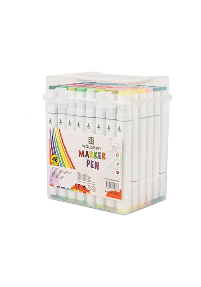 Waldern Premium 48'li Çift Taraflı Kalem Seti + Plastik Taşıma Ve Korum Çantalı