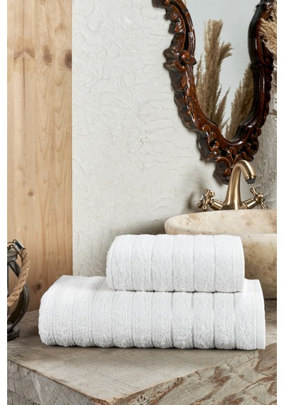 Veramoni Fluffy 4'lü Banyo Havlu Seti - İndigo-krem