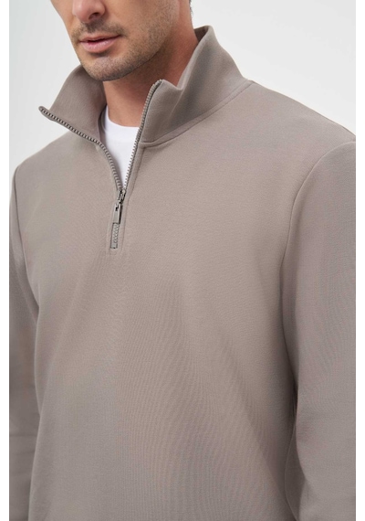 Morven Erkek Gri Fermuarlı Bato Yaka Sweat-shirt 25ks063001100 Gri Gri