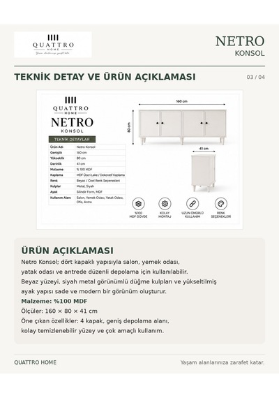 Netro Konsol Beyaz Kapaklı