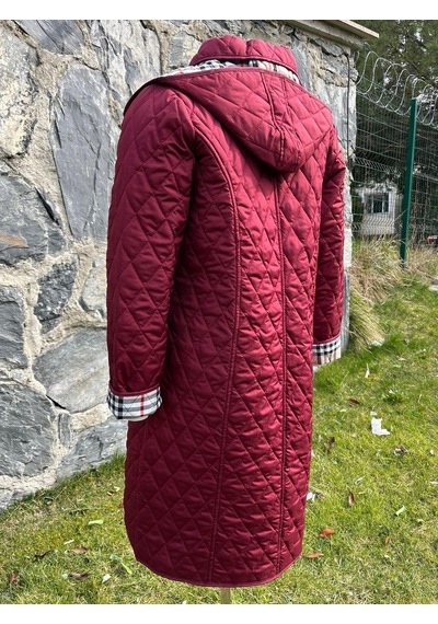 Baharlık Kapitone Mont Bordo Büyük Beden 105cm Çok Renkli