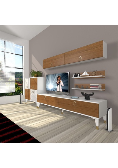 Decoraktiv Eko 6y Mdf Std Gold Tv Ünitesi Tv Sehpası Beyaz - Ceviz
