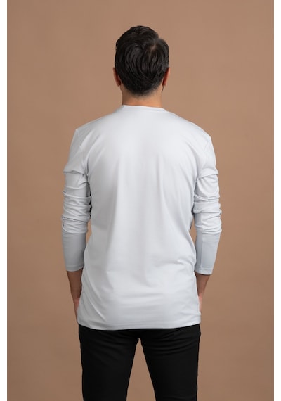 Paul Martin Regular Fit Bisiklet Yaka Rayon Kumaş Full Likralı Uzun Kol Sweatshirt Gri