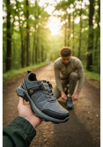 Enoch Erkek Outdoor Trekking Ayakkabısı - Kaymaz Taban Yürüyüş Botu Füme
