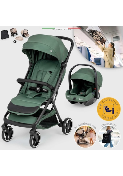 Elele Cabina Kabin Tipi Travel Sistem Bebek Arabası Yeşil