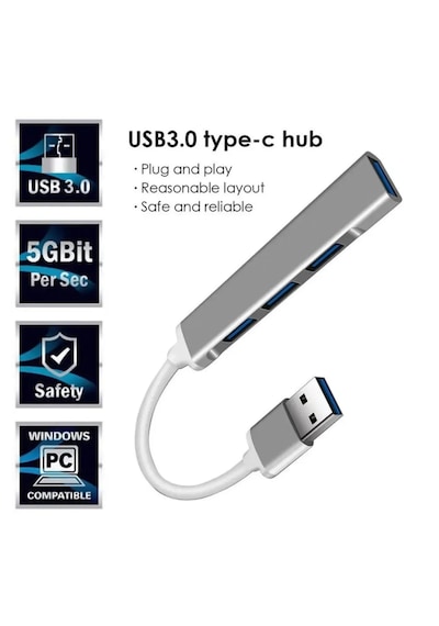 4 Port Usb 3.0 Hub Çevirici Çoğaltıcı Çoklayıcı Çoklama 4 Portlu