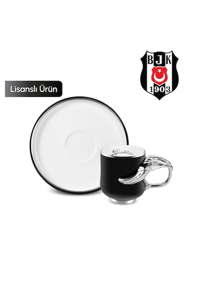 Karaca X Taraftar Beşiktaş Lisanslı 2 Kişilik Kahve Fincan Takımı 90 Ml Siyah