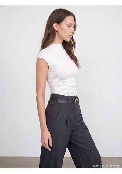 Dilvin 33211 Bra-free Büzgü Detaylı Top Ekru