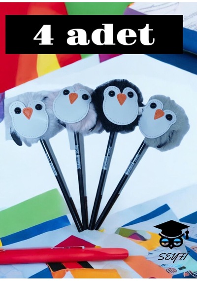 Eğlenceli Başlıklı Kurşun Kalem Setleri Peluş Figürler Baykuş Unicorn Kediler Baykuş 4'lü