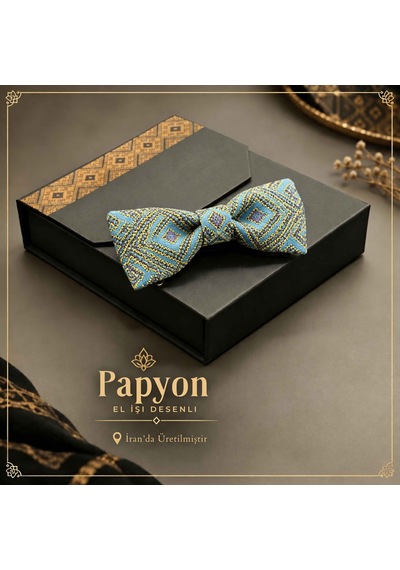Kolaydoy Desenli Kumaş Papyon Erkekler İçin Şı Sarı, Mor/lacivert