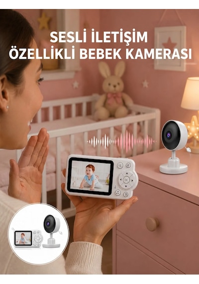 2.8 İnç Ekranlı Bebek Kamerası Gece Görüşlü Ve Sesli İletişim Yeni Nesil Beyaz
