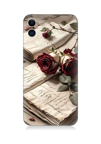 Apple Uyumlu iPhone 12 Uyumlu Mektup Ve Güller Desenli Silikon Kılıf -