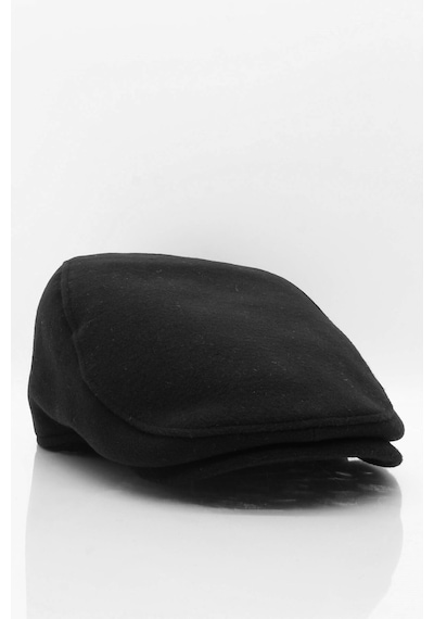 Külah Erkek Şapka Siyah Kışlık Trend Flat Cap Yün Kasket-Siyah-Standart