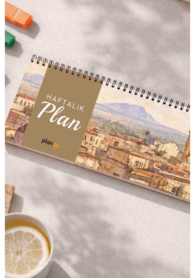 Tarihsiz Spiralli Haftalık Masaüstü Planlayıcı - Adana - 10x30 Cm Plango Turkuaz