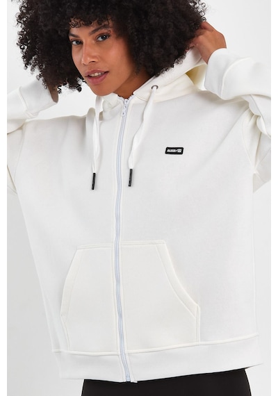 Alexandergardı Fermuarlı Kapüşonlu Oversize Sweatshirt B22-75300 Beyaz