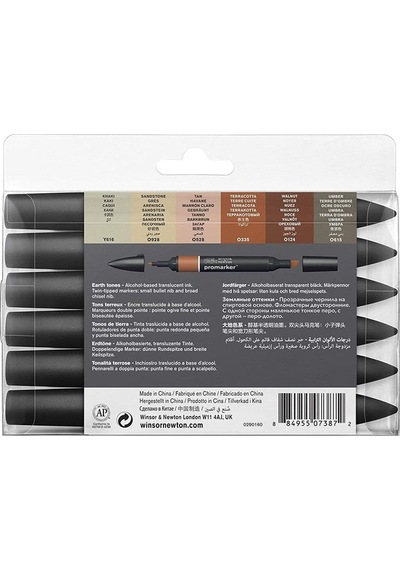 Winsor & Newton Promarker Earth Tones Çift Uçlu Markör Kalem Seti