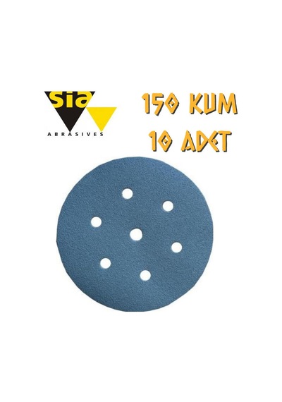 Sia 1949 Hookit 7 Delikli Cırt Zımpara 150 Mm - P150 Kum - 10 Adet