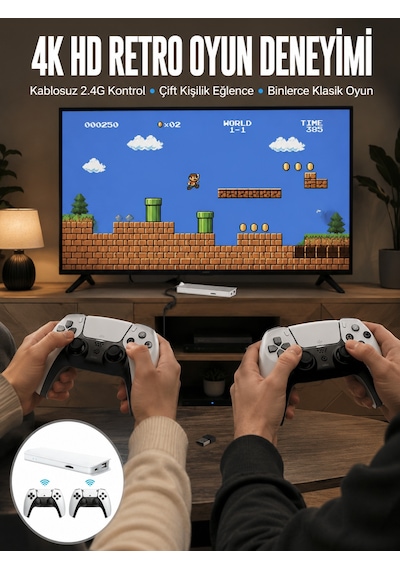 3d Çift Oyun Kollu 4k Hd Ekran Nostaljik 20.000 Oyunlu Beyaz Game Box Yeni Nesil Diğer