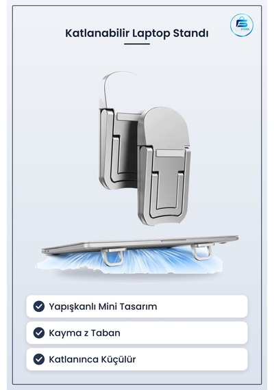 Katlanabilir Laptop Standı Yapışkanlı Mini Notebook Yükseltici Ka