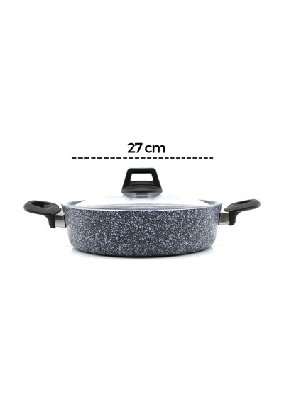 7 Parça Granit Tencere Ve Tava Seti 20-24cm Derin, 27cm Cam Kapak, 26cm Tava Çok Renkli