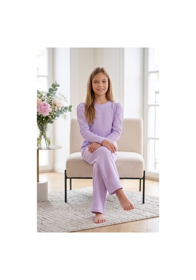 New Kids Kız Takım Çocuk Uzun Kol Lila Fiyonk Detaylı Kız Takım -91227