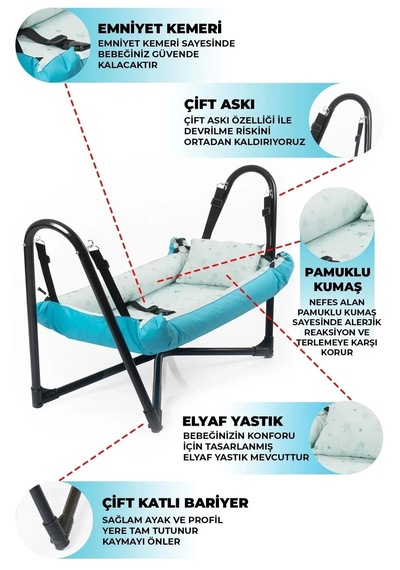 Plüton Bebek Hamak Turkuaz