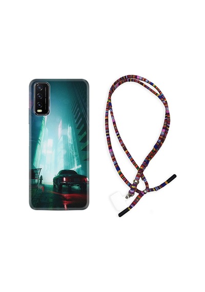 Vivo Y20 Kılıf Rasta Boyun Askılı Night Cars 1619