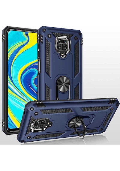 Xiaomi Redmi Note 9s Kılıf Sert Silikon Yüzüklü Stand Özellikli Kapak