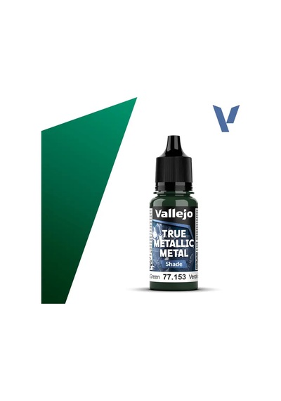 Vallejo 77153, 18 Ml. Beetle Green Shade True Metallic Metal Maket Boyası Standart