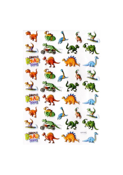 Sticker Kabartmalı A4 Boyutunda Stiker Defter, Planlayıcı Etiket- Lim518 - Çılgın Motorcu Dinazorlar
